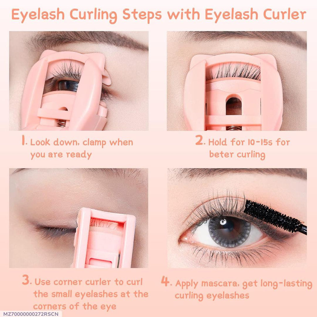 Pink 2-in-1 Eyelash Curler Set for Long Lasting Curl
