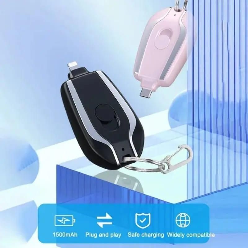منی کیچین پاور بینک | انتہائی کمپیکٹ 1500mAh | فونز اور گیجٹس کے لیے ایمرجنسی چارجر