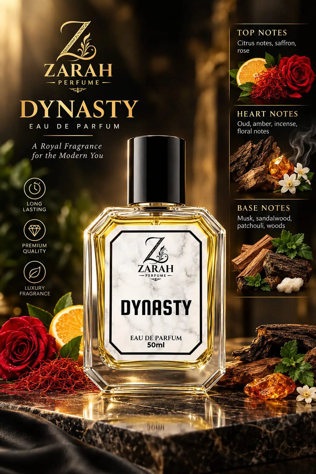 12 Hrs Sweat Resistance Dynasty Perfume | Zarah Perfume 50ML