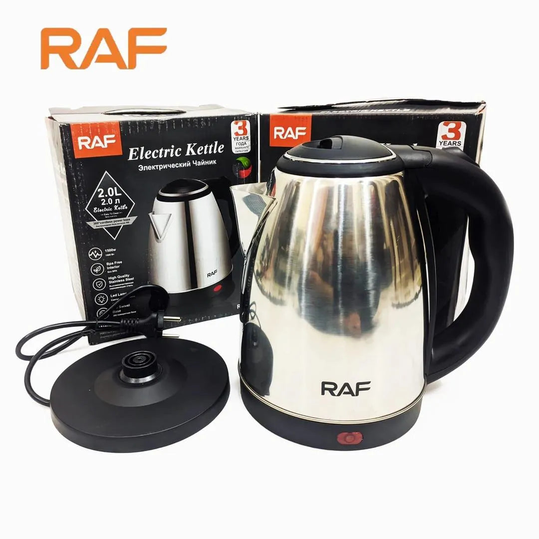 RAF Electric Kettle 2L Stainless Steel Black Handle