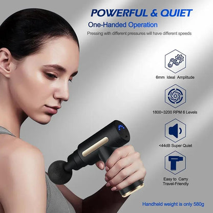 Wireless Massager Gun Black 4-Head ABS