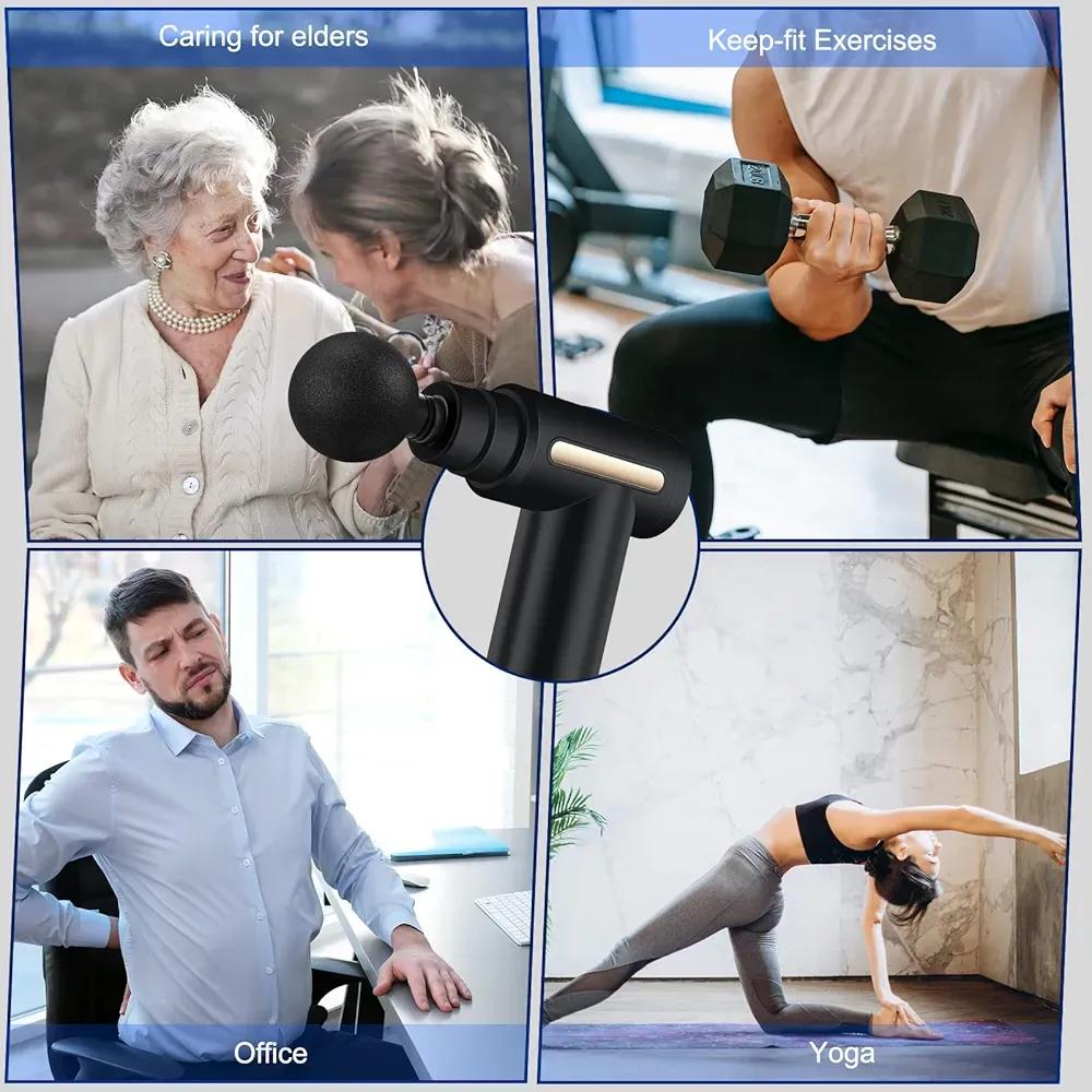 Wireless Massager Gun Black 4-Head ABS