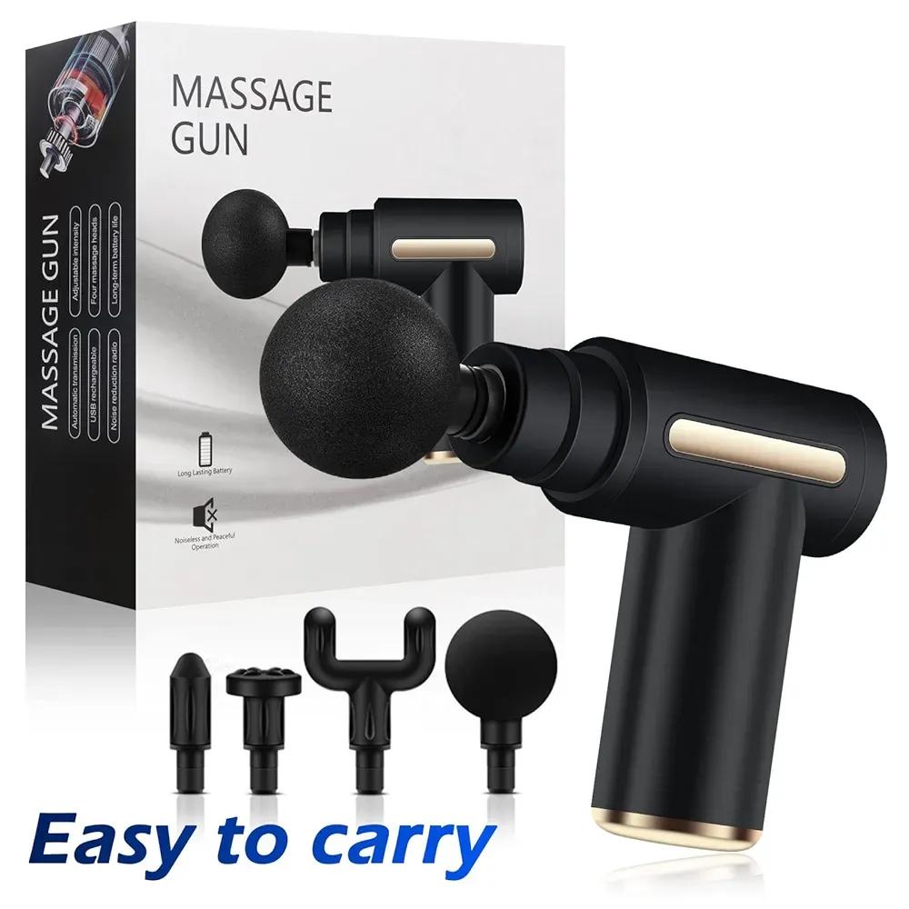 Wireless Massager Gun Black 4-Head ABS