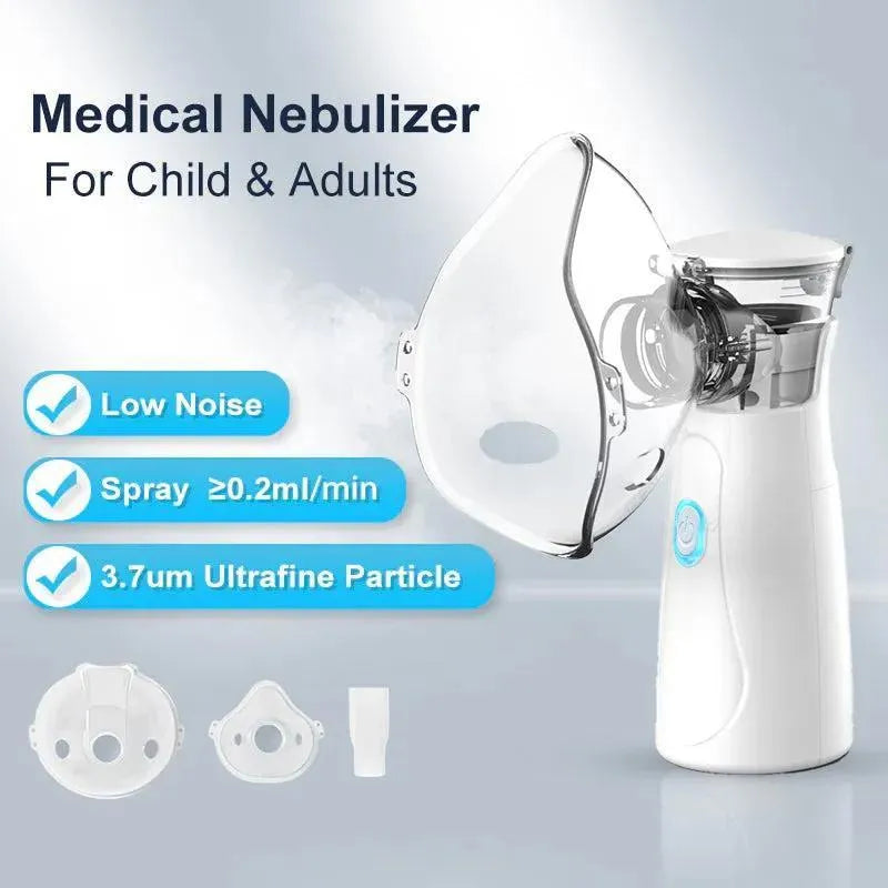 Portable Silent Nebulizer for Kids Adults White ABS