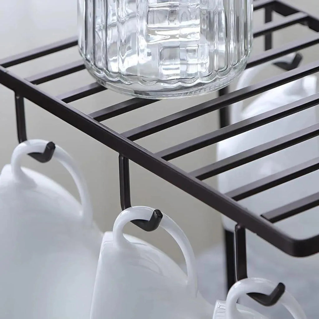 Black Metal Mug & Plate Holder Stand
