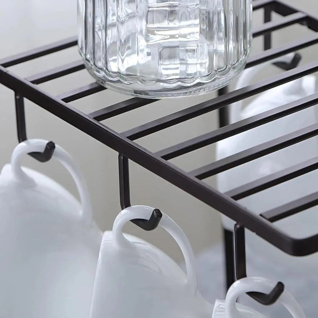 Black Metal Mug & Plate Holder Stand