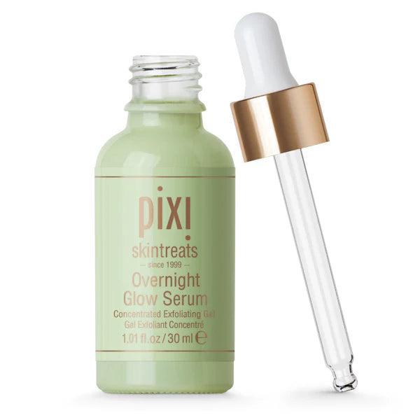 Pixi Overnight Glow Serum 30ml جلد کو نکھارنے اور چمکدار بنانے والا سیرم، 10 فیصد گلائیکولک ایسڈ اور وٹامنز کے ساتھ۔