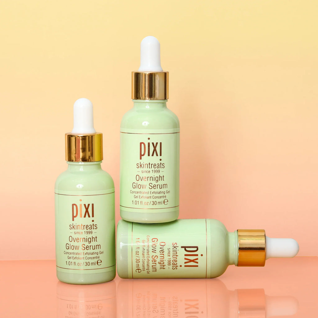 Pixi Overnight Glow Serum 30ml جلد کو نکھارنے اور چمکدار بنانے والا سیرم، 10 فیصد گلائیکولک ایسڈ اور وٹامنز کے ساتھ۔