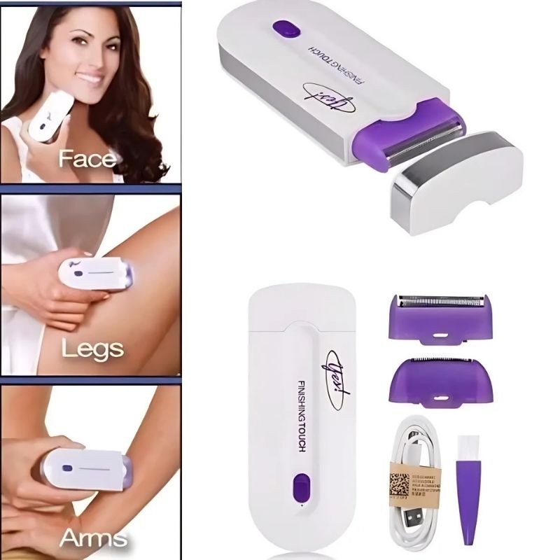 2-in-1 ریچارج ایبل بے درد ہیئر ریموور | چہرے اور جسم کے لیے فنشنگ ٹچ سینسا-لائٹ