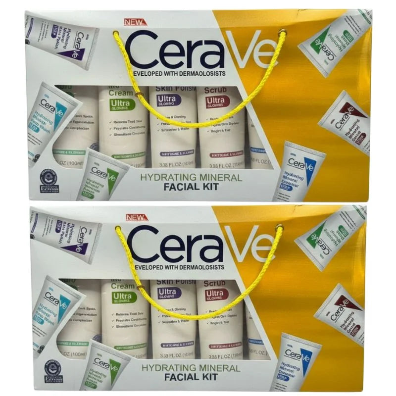 6 کا پیک - CeraVe ہائیڈریٹنگ منرل فیشل کٹ | گہری نمی اور جلد کی مرمت کا اسکن کیئر سیٹ