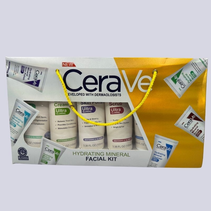 6 کا پیک - CeraVe ہائیڈریٹنگ منرل فیشل کٹ | گہری نمی اور جلد کی مرمت کا اسکن کیئر سیٹ