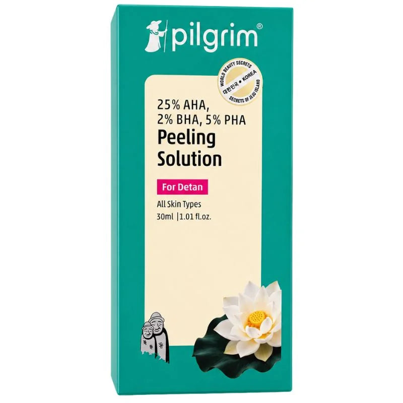 Pilgrim پیلنگ سولیوشن | گہری صفائی اور جلد کی مردہ تہوں کو ہٹانے کے لیے ویک اینڈ فیشل پیل | چمکدار اور ہموار جلد | مردوں اور خواتین کے لیے | 30 ملی لیٹر