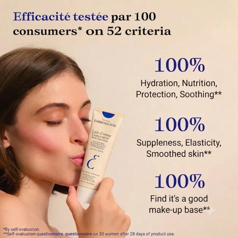Embryolisse Lait-Crème Concentré ملٹی فنکشن موئسچرائزنگ کریم | 6-in-1 ہائیڈریٹنگ اور نوریِشنگ کریم | میک اپ بیس، کلینزر اور فیس ماسک | تمام جلد کی اقسام کے لیے