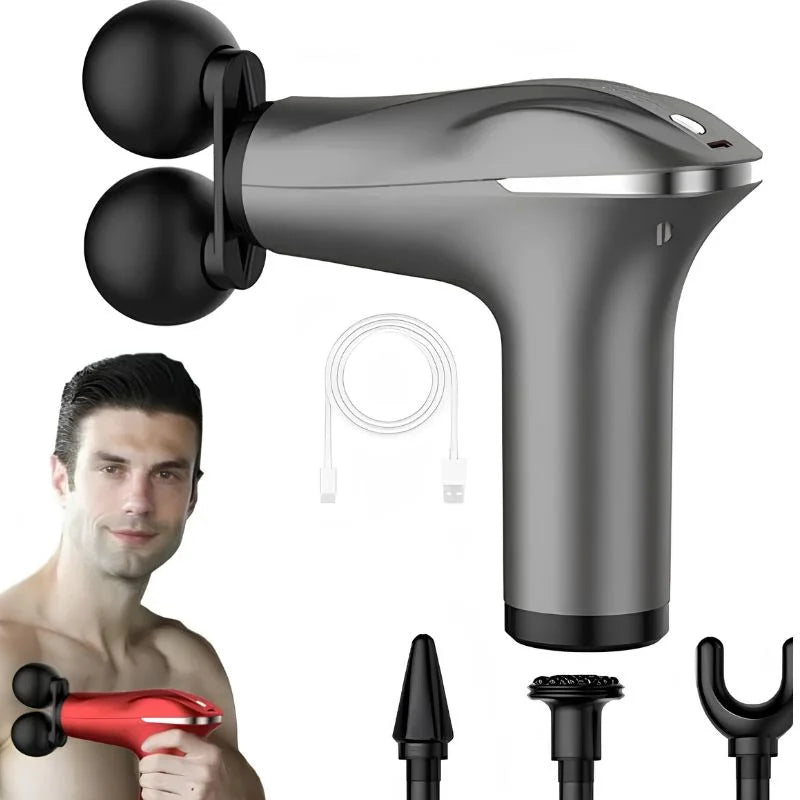 فیشل ٹشو مساج گن | ماڈل BLD-329 | ریچارج ایبل مساج گن | LCD ڈسپلے | پٹھوں کی بحالی اور درد سے نجات کے لیے 4 مساج ہیڈز