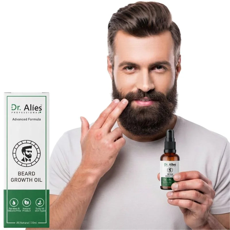 Dr. Alies Professional Beard Growth Oil | Natural Beard Care Oil for Patchy & Thin Beards | Moisturizing, Itch & Dandruff Care | 30ml