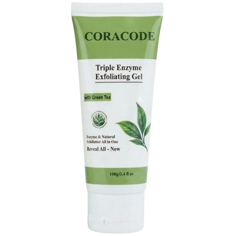 Coracode Triple Enzyme Exfoliating Gel With Green Tea | Facial Exfoliating Gel for Dead Skin & Skin Texture | 100g