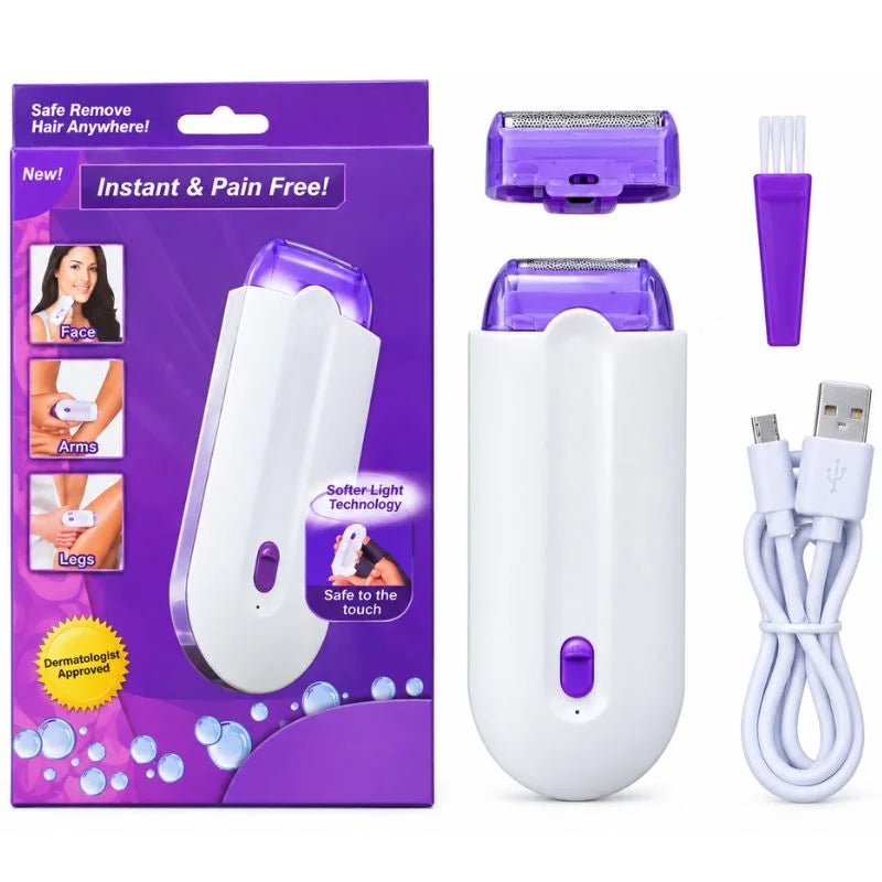 2-in-1 ریچارج ایبل بے درد ہیئر ریموور | چہرے اور جسم کے لیے فنشنگ ٹچ سینسا-لائٹ