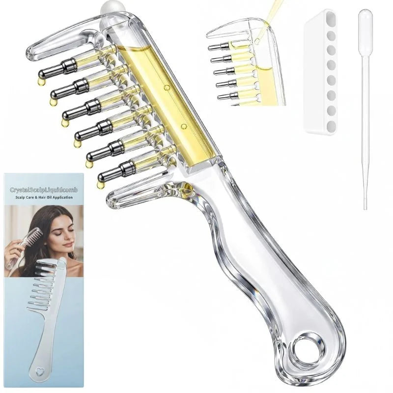Transparent Hair Oil Applicator Comb | Refillable Scalp Massage Comb with Built-In Oil Reservoir | Leakproof Hair Serum Distribution Brush | Unisex