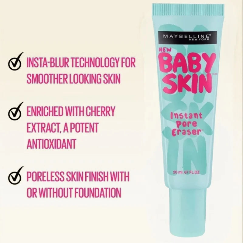 میبلین بیبی اسکن انسٹنٹ پور ایریزر پرائمر | میٹ اینڈ پورلیس میک اپ پرائمر | ہلکی اور مسام چھپانے والی فارمولا | 22 ملی لیٹر