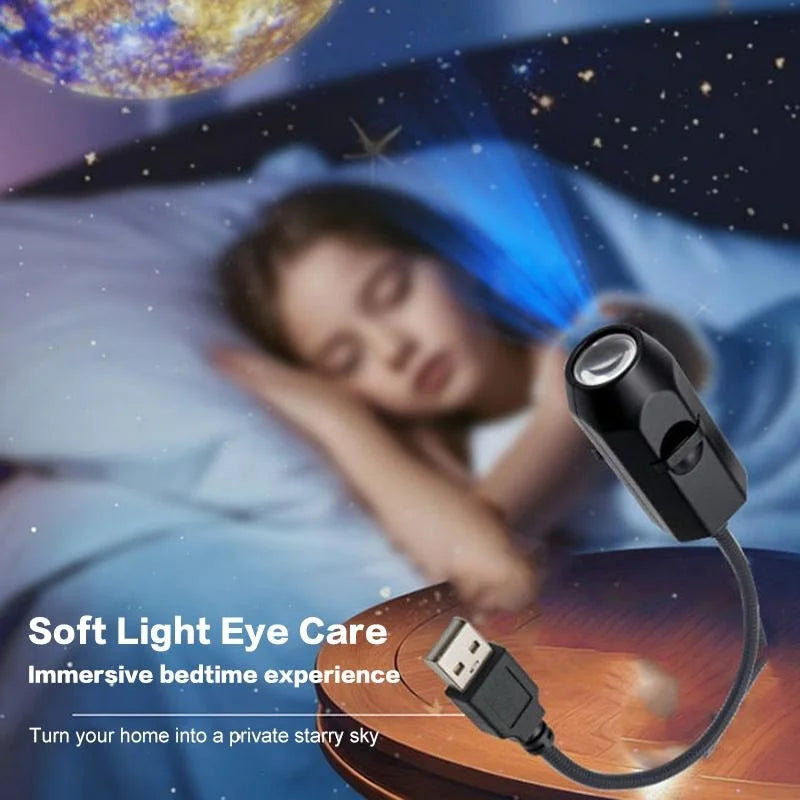 USB مون اینڈ ارتھ پروجیکشن ایٹموسفیر لائٹ | 3 انٹرچینج ایبل لینز | لچکدار گوزنیک پروجیکٹر لیمپ