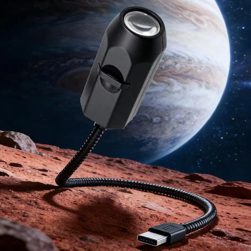 USB مون اینڈ ارتھ پروجیکشن ایٹموسفیر لائٹ | 3 انٹرچینج ایبل لینز | لچکدار گوزنیک پروجیکٹر لیمپ